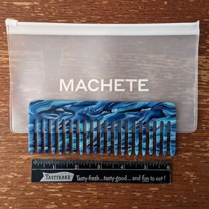 Machete No. 2 wide tooth comb, capri blue acetate